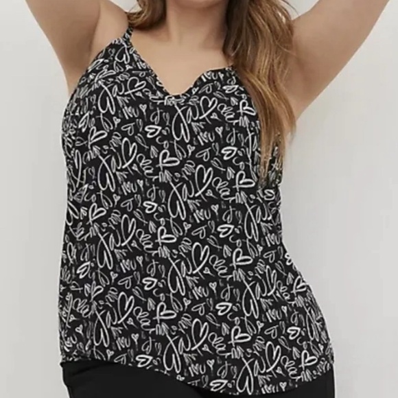 TORRID | SOPHIE CHIFFON SWING CAMI Graffiti Love Hearts | Size 1 - Picture 2 of 5